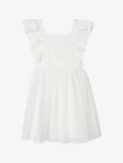 Robe De Cérémonie à Volants Fille En Gaze De Coton Et Tulle -Cyrillus || PETIT BATEAU || MINNIE Soldes Boutique robe de ceremonie a volants fille en gaze de coton et tulle 8