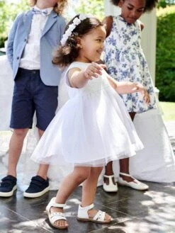 Robe De Cérémonie Bébé Avec Tulle -Cyrillus || PETIT BATEAU || MINNIE Soldes Boutique robe de ceremonie bebe avec tulle 4