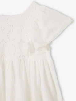 Robe De Cérémonie Détails Broderie Anglaise Fille -Cyrillus || PETIT BATEAU || MINNIE Soldes Boutique robe de ceremonie details broderie anglaise fille 3