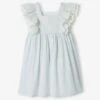 Robe De Cérémonie Rayée Fille Manches Volantées -Cyrillus || PETIT BATEAU || MINNIE Soldes Boutique robe de ceremonie rayee fille manches volantees