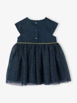 Robe De Fête Bébé En Satin Et Tulle Irisé -Cyrillus || PETIT BATEAU || MINNIE Soldes Boutique robe de fete bebe en satin et tulle irise 1