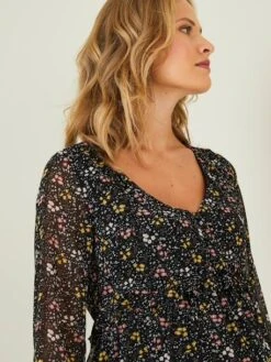 Robe De Maternité En Crêpe Imprimé -Cyrillus || PETIT BATEAU || MINNIE Soldes Boutique robe de maternite en crepe imprime 3