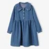 Robe Denim Col Claudine Fille -Cyrillus || PETIT BATEAU || MINNIE Soldes Boutique robe denim col claudine fille