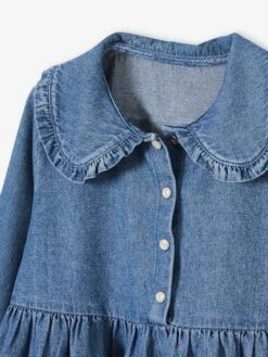 Robe Denim Col Claudine Fille -Cyrillus || PETIT BATEAU || MINNIE Soldes Boutique robe denim col claudine fille 2
