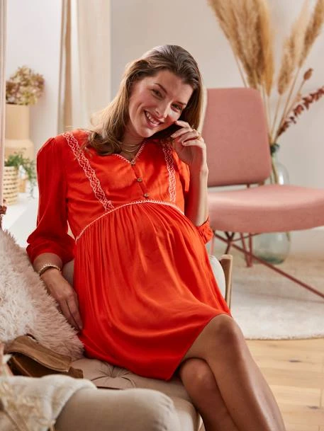 Robe En Crêpe Uni Grossesse Et Allaitement 10 Robe En Crêpe Uni Grossesse Et Allaitement – Image 8