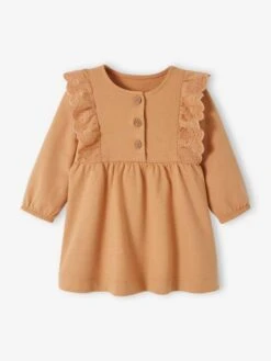 Robe En Molleton Bébé Volant En Broderie Anglaise -Cyrillus || PETIT BATEAU || MINNIE Soldes Boutique robe en molleton bebe volant en broderie anglaise 4