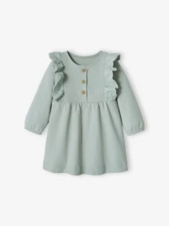 Robe En Molleton Bébé Volant En Broderie Anglaise -Cyrillus || PETIT BATEAU || MINNIE Soldes Boutique robe en molleton bebe volant en broderie anglaise 5