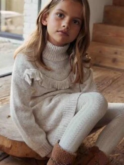 Robe En Tricot Animée De Franges Fille -Cyrillus || PETIT BATEAU || MINNIE Soldes Boutique robe en tricot animee de franges fille 3