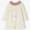 Robe En Tricot Bébé Col En Tissu Fleuri -Cyrillus || PETIT BATEAU || MINNIE Soldes Boutique robe en tricot bebe col en tissu fleuri