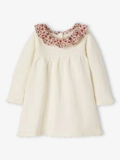 Robe En Tricot Bébé Col En Tissu Fleuri -Cyrillus || PETIT BATEAU || MINNIE Soldes Boutique robe en tricot bebe col en tissu fleuri 5
