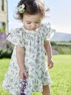 Robe Fleurie De Cérémonie Bébé En Gaze De Coton -Cyrillus || PETIT BATEAU || MINNIE Soldes Boutique robe fleurie de ceremonie bebe en gaze de coton 3