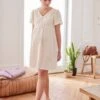 Robe Gaze De Coton Brodé Grossesse Et Allaitement -Cyrillus || PETIT BATEAU || MINNIE Soldes Boutique robe gaze de coton brode grossesse et allaitement