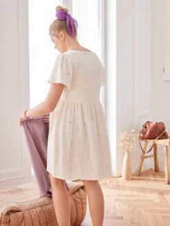 Robe Gaze De Coton Brodé Grossesse Et Allaitement -Cyrillus || PETIT BATEAU || MINNIE Soldes Boutique robe gaze de coton brode grossesse et allaitement 3