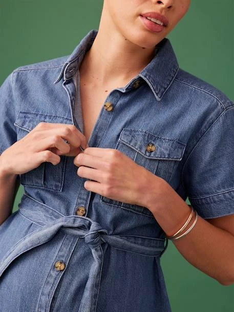 Robe Grossesse Esprit Saharienne En Denim ENVIE DE FRAISE 5 Robe Grossesse Esprit Saharienne En Denim ENVIE DE FRAISE – Image 3