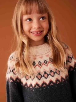 Robe Jacquard En Tricot Fille 13 Robe Jacquard En Tricot Fille -Cyrillus || PETIT BATEAU || MINNIE Soldes Boutique robe jacquard en tricot fille 5