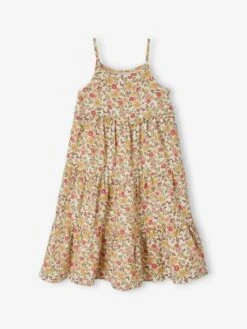 Robe Longue à Bretelles En Gaze De Coton Fille -Cyrillus || PETIT BATEAU || MINNIE Soldes Boutique robe longue a bretelles en gaze de coton fille 1