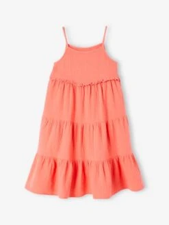 Robe Longue à Bretelles En Gaze De Coton Fille -Cyrillus || PETIT BATEAU || MINNIE Soldes Boutique robe longue a bretelles en gaze de coton fille 2