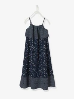Robe Longue à Bretelles Imprimée Fille -Cyrillus || PETIT BATEAU || MINNIE Soldes Boutique robe longue a bretelles imprimee fille 1