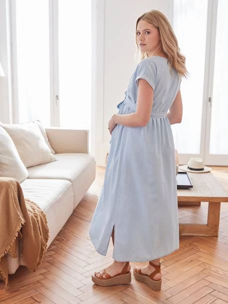 Robe Longue Cache-coeur Denim Light Grossesse Et Allaitement 6 Robe Longue Cache-coeur Denim Light Grossesse Et Allaitement – Image 4