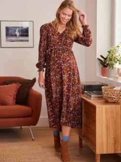 Robe Longue Cache-coeur Grossesse Et Allaitement -Cyrillus || PETIT BATEAU || MINNIE Soldes Boutique robe longue cache coeur grossesse et allaitement 2