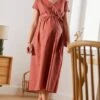 Robe Longue Cache-coeur Lin Et Coton Grossesse Et Allaitement -Cyrillus || PETIT BATEAU || MINNIE Soldes Boutique robe longue cache coeur lin et coton grossesse et allaitement