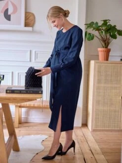 Robe Longue De Grossesse Effet Drapé 10 Robe Longue De Grossesse Effet Drapé -Cyrillus || PETIT BATEAU || MINNIE Soldes Boutique robe longue de grossesse effet drape 3