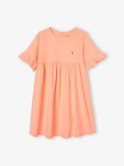 Robe Manches Courtes En Broderie Anglaise Fille -Cyrillus || PETIT BATEAU || MINNIE Soldes Boutique robe manches courtes en broderie anglaise fille 5