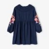 Robe Manches Longues Brodées Fleurs Fille -Cyrillus || PETIT BATEAU || MINNIE Soldes Boutique robe manches longues brodees fleurs fille