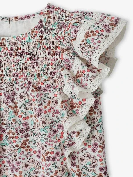 Robe Motifs Fleurs De Cerisier Fille Manches Volantées 3 Robe Motifs Fleurs De Cerisier Fille Manches Volantées