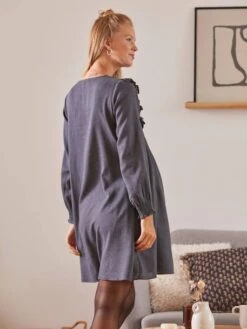 Robe Plastron Brodé Grossesse Et Allaitement En Flanelle -Cyrillus || PETIT BATEAU || MINNIE Soldes Boutique robe plastron brode grossesse et allaitement en flanelle 2