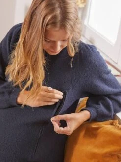 Robe-pull Col Broderie Anglaise Grossesse Et Allaitement -Cyrillus || PETIT BATEAU || MINNIE Soldes Boutique robe pull col broderie anglaise grossesse et allaitement 6