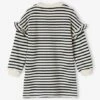 Robe Rayée En Molleton Fille -Cyrillus || PETIT BATEAU || MINNIE Soldes Boutique robe rayee en molleton fille