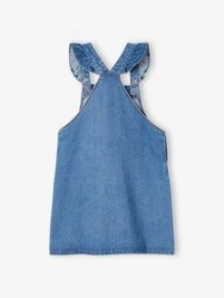 Robe Salopette En Jean Bretelles Volantées Fille -Cyrillus || PETIT BATEAU || MINNIE Soldes Boutique robe salopette en jean bretelles volantees fille 1