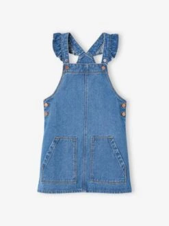 Robe Salopette En Jean Bretelles Volantées Fille -Cyrillus || PETIT BATEAU || MINNIE Soldes Boutique robe salopette en jean bretelles volantees fille 2
