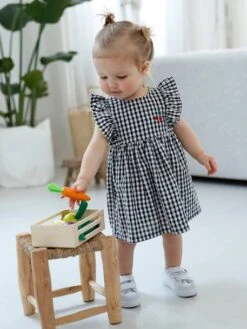 Robe Sans Manches Bébé Seersucker -Cyrillus || PETIT BATEAU || MINNIE Soldes Boutique robe sans manches bebe seersucker 3