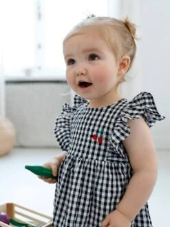 Robe Sans Manches Bébé Seersucker -Cyrillus || PETIT BATEAU || MINNIE Soldes Boutique robe sans manches bebe seersucker 6