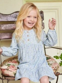 Robe Volantée à Fleurs Fille Détail Matelassé Fantaisie -Cyrillus || PETIT BATEAU || MINNIE Soldes Boutique robe volantee a fleurs fille detail matelasse fantaisie 1